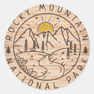 Rocky Mountain National Park Minimalist Wood Classic Round Sticker