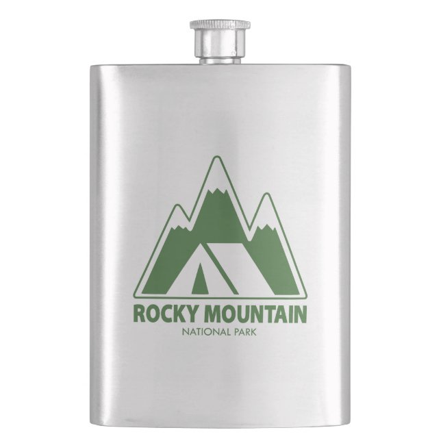 Rocky Mountain National Park Mountains Camping Hip Flask (Front)