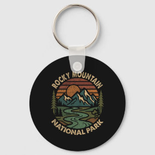Rocky Mountain National Park Retro Sunset Mountain Keychain