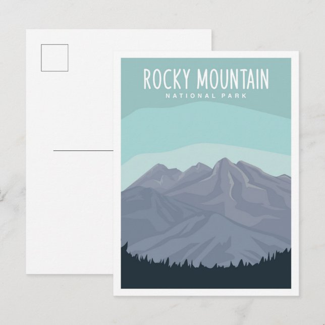 Rocky Mountain National Park Travel Illustration Postcard (Front/Back)