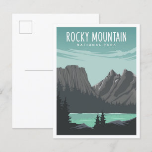 Rocky Mountain National Park Travel Illustration Postcard