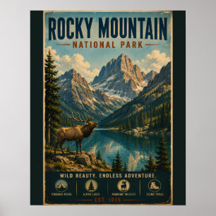 Rocky Mountain National Park Vintage Travel Poster