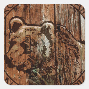 Rocky Mountain National Park wooden bear Square Sticker