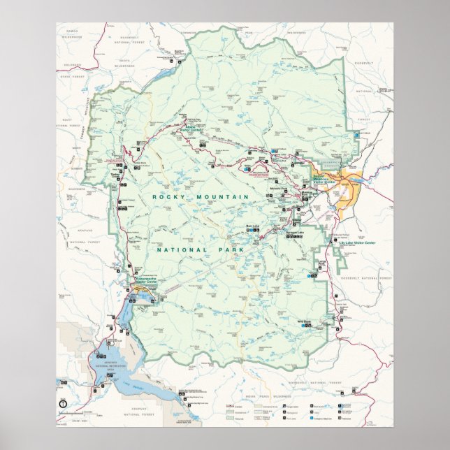 Rocky Mountain NP Vintage Map Poster (Front)