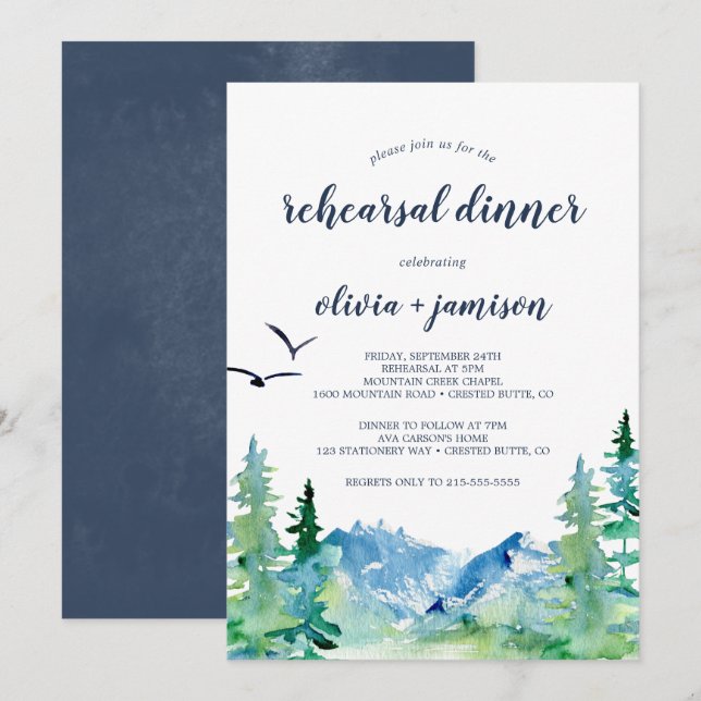 Rocky Mountain Rehearsal Dinner Invitation (Front/Back)
