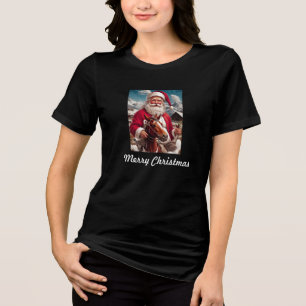 Rocky Mountain Santa and His Horse Tri-Blend Shirt