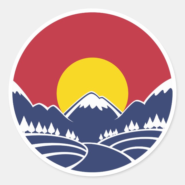 Rocky Mountain Sunset Logo Classic Round Sticker (Front)