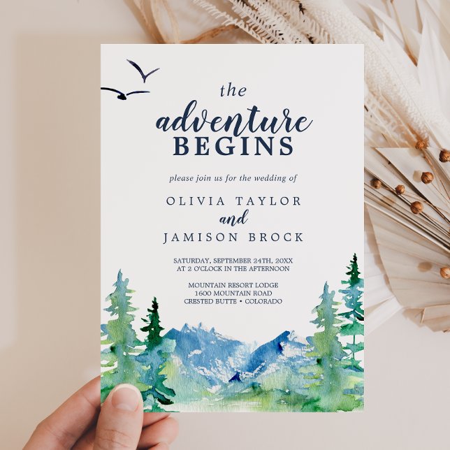 Rocky Mountain The Adventure Begins Wedding Invitation (Creator Uploaded)