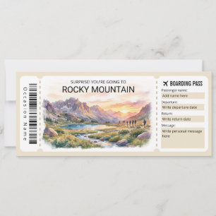 Rocky Mountain Trip Boarding Pass Ticket Invitation