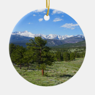 Rocky Mountain View Scenic Landscape Ceramic Ornament