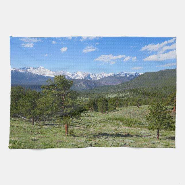 Rocky Mountain View Scenic Landscape Kitchen Towel (Horizontal)