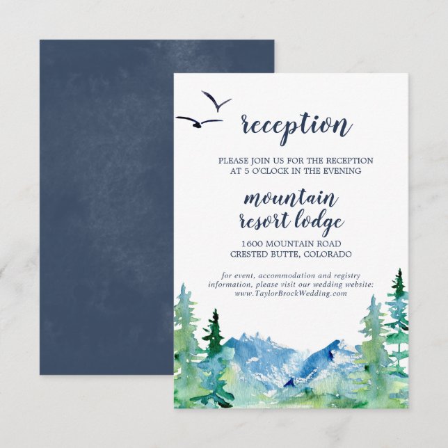 Rocky Mountain Wedding Reception Insert Card (Front/Back)