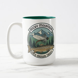 Rocky Mountain Wild Brown Trout Fly Fishing Two-Tone Coffee Mug