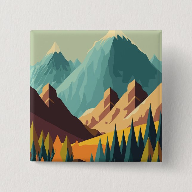 Rocky Mountains 2 Inch Square Button (Front)