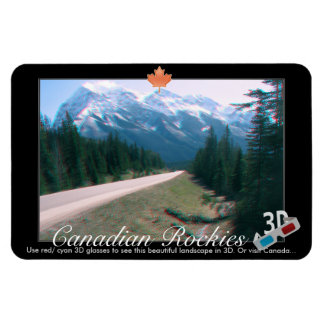 Rocky Mountains Canada 3D Red Cyan Anaglyph Photo Magnet
