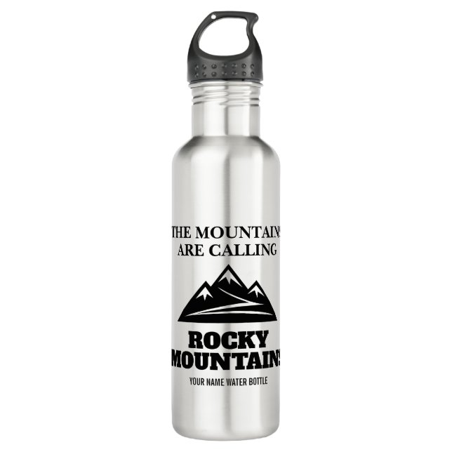 Rocky Mountains hiking trail and camping custom 710 Ml Water Bottle (Front)