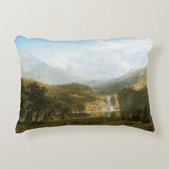 Rocky Mountains, Lander's Peak by Albert Bierstadt Accent Pillow (Front)