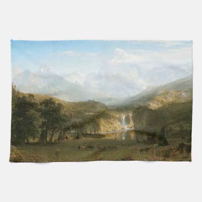 Rocky Mountains, Lander's Peak by Albert Bierstadt Kitchen Towel (Horizontal)