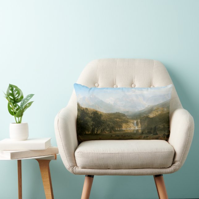 Rocky Mountains, Lander's Peak by Albert Bierstadt Lumbar Pillow (Chair)