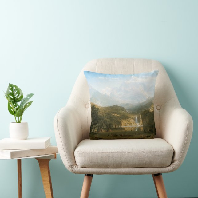 Rocky Mountains, Lander's Peak by Albert Bierstadt Throw Pillow (Chair)