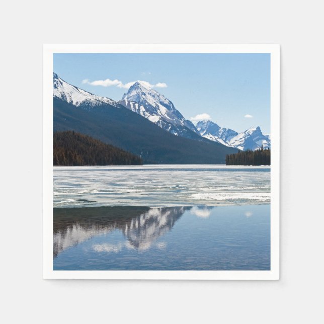 Rocky mountains reflection in Maligne Lake Napkin (Front)