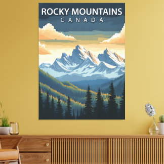 Rocky Mountains – Vintage Travel Poster of Canada’ Canvas Print