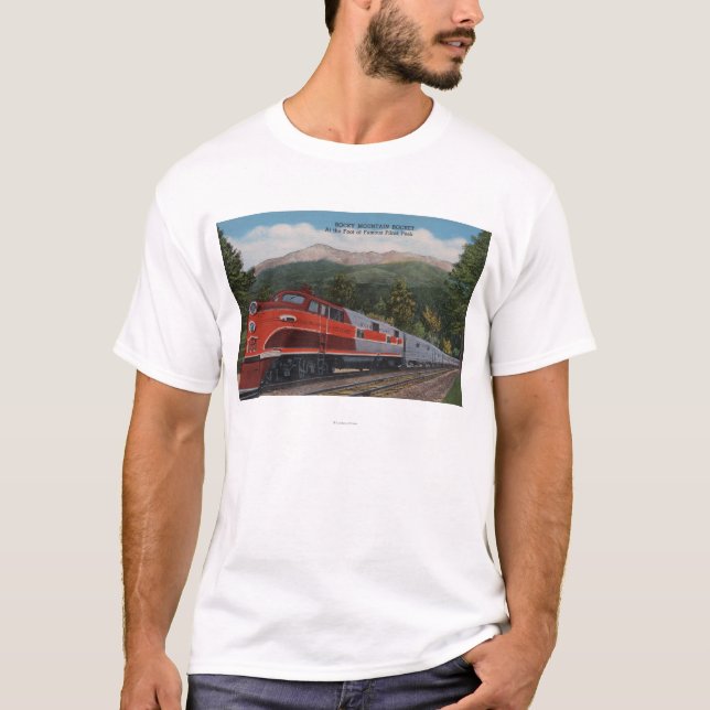Rocky Mt. Rocket (Train), Pikes Peak, Colorado T-Shirt (Front)