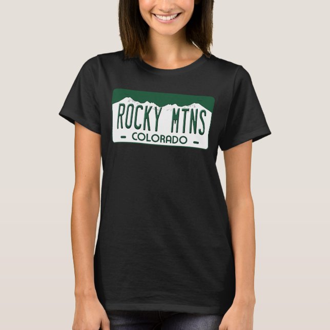 Rocky Mtns Colorado License Plate T-Shirt (Front)