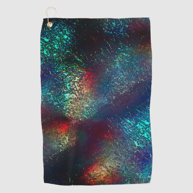 Rocky or aluminum foil under blue and red plastic  golf towel (Front)