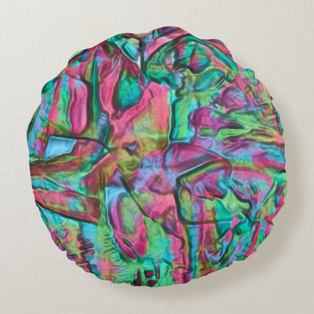 Rocky or rumpled coloured with softly silky shades round pillow (Back)