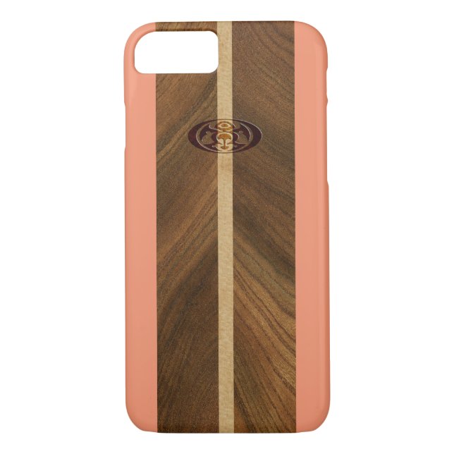 Rocky Point Hawaiian Faux Wood Surfboard Case-Mate iPhone Case (Back)