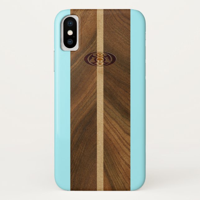 Rocky Point Hawaiian Faux Wood Surfboard Case-Mate iPhone Case (Back)