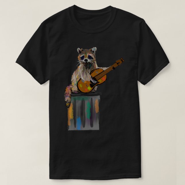 Rocky Raccoon Guitar playing Raccoon Beatles T-Shirt (Design Front)