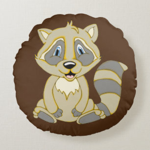 Rocky Raccoon Round Throw Pillow