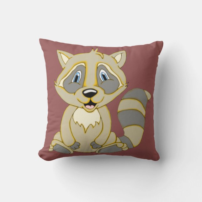 Rocky Raccoon Square Pillow (Front)
