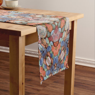 Rocky Roads Rustic Orange Vintage Kaleidoscope Short Table Runner