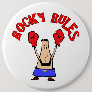 Rocky Rules, Boxer 6 Inch Round Button