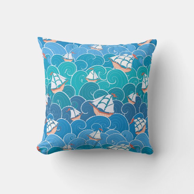 Rocky Sea Pattern Throw Pillow (Front)