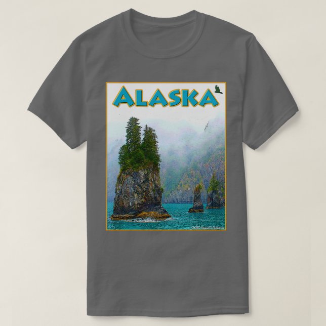 Rocky Seascape Alaska TShirt (Design Front)