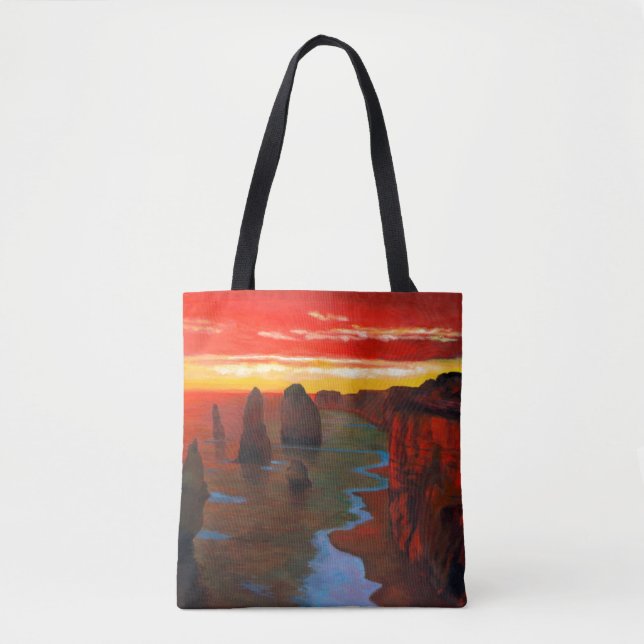 Rocky Seashore At Sunset Tote Bag (Front)