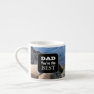 Rocky Shore Sea Photo Father's Day Bible Verse  Espresso Cup