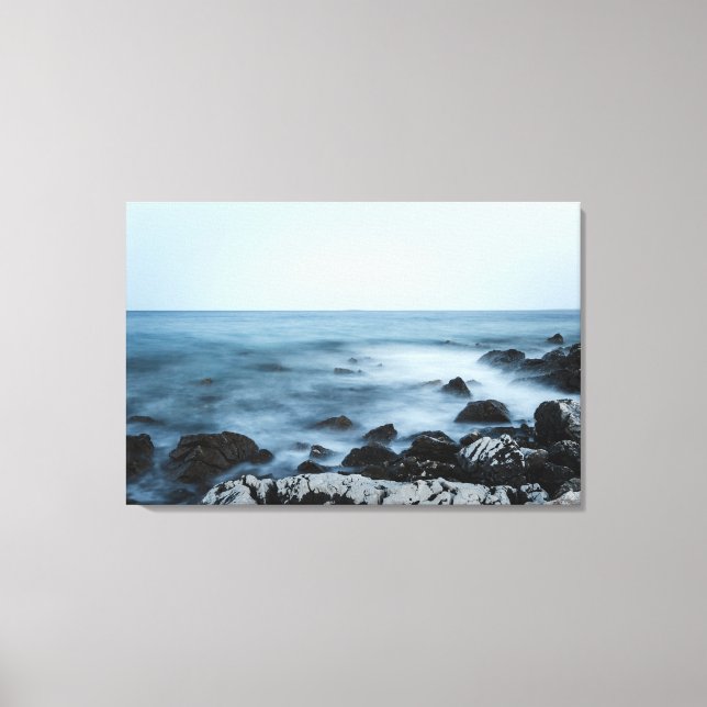 Rocky shore with misty water canvas print (Front)
