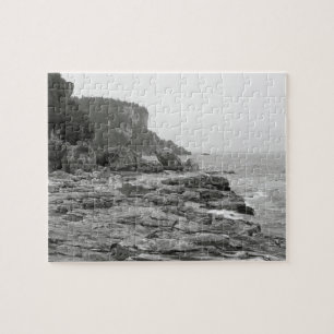 Rocky Shoreline Black and White Photo Puzzle