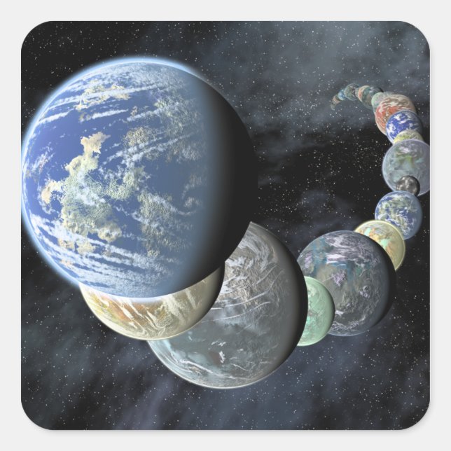 Rocky, terrestrial worlds square sticker (Front)