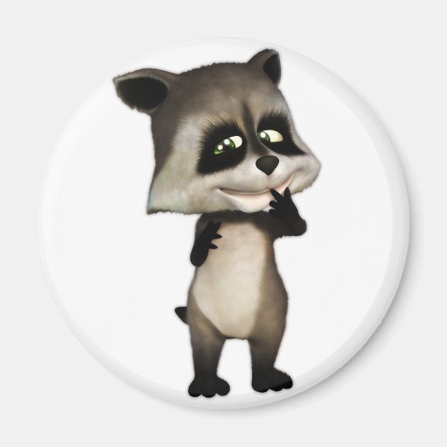 Rocky the Cute Cartoon Raccoon Magnet (Front)