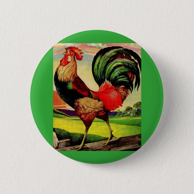 Rocky the Handsome Rooster 2 Inch Round Button (Front)
