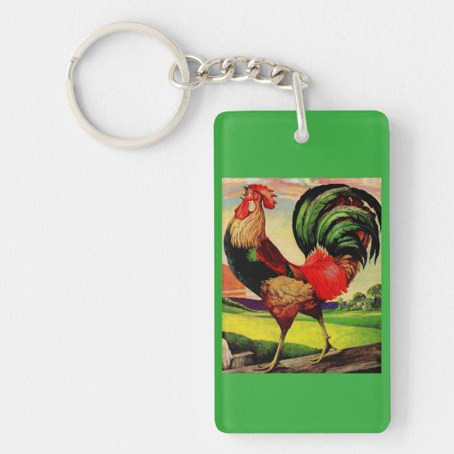 Rocky the Handsome Rooster Keychain (Front)