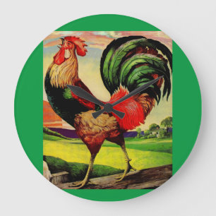 Rocky the Handsome Rooster Large Clock