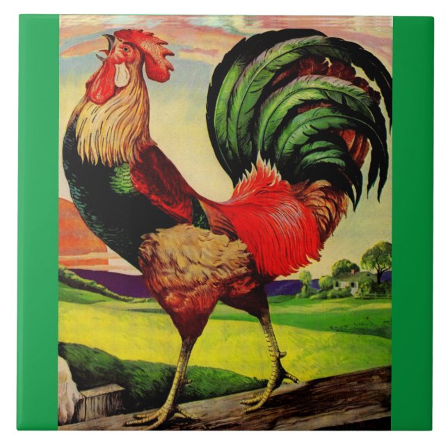Rocky the Handsome Rooster Tile (Front)