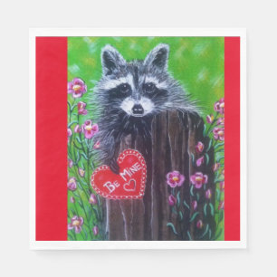 Rocky the Raccoon Paper Valentine Napkin! Napkin
